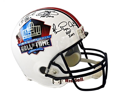 Full Size Replica HOF Helmet Signed By Dallas Cowboys Triplets Emmitt, Aikman, and Irvin